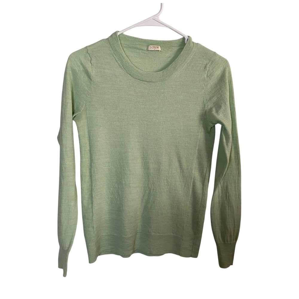 J. Crew Womens Merino Wool Blend Crewneck Sweater Mint Green Size XS